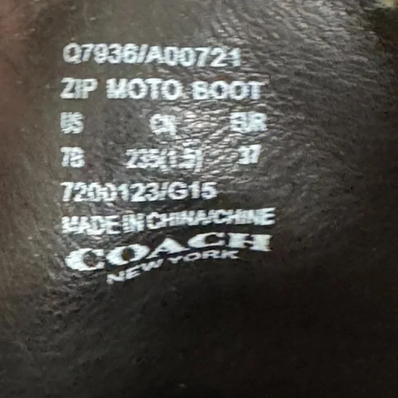 Coach Black Leather White Shearling Silver Hardware Zip Moto Biker Boot Size 7 - Picture 15 of 17